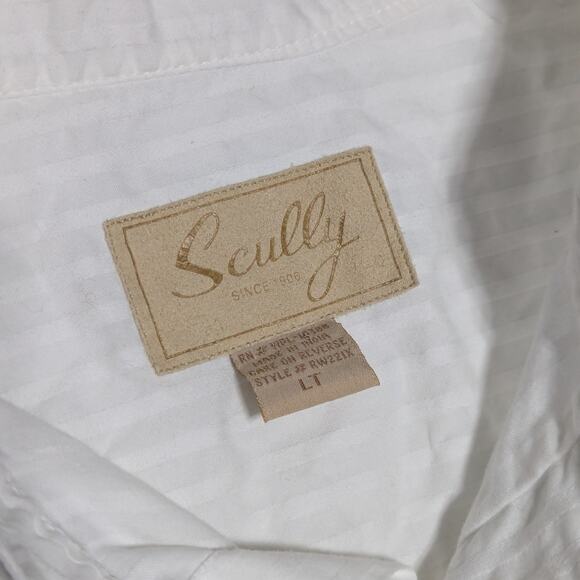 Scully Cotton Stripe Button Down Shirt Western Band Collar Mens Large Big Tall - Picture 4 of 4